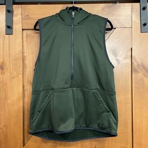 Green sleeveless hooded Under Armour half zip